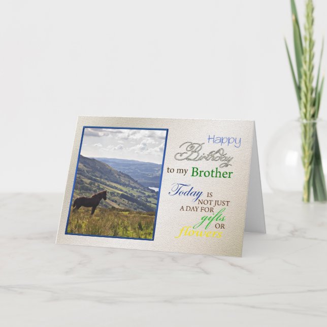 A horse birthday card for brother, (Front)