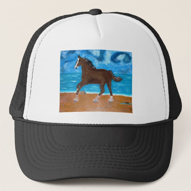 a Horse on the Beach Trucker Hat (Front)
