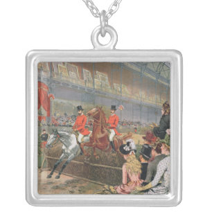 A Horse Race, 1886 Silver Plated Necklace