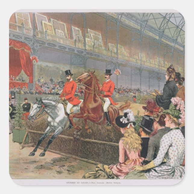 A Horse Race, 1886 Square Sticker (Front)