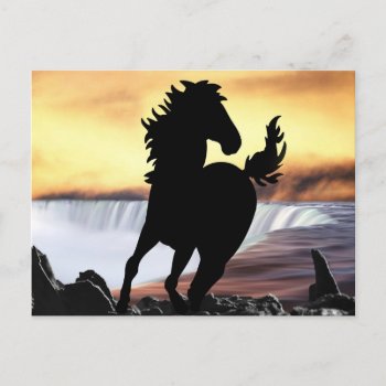 A Horse Silhouette And Waterfall Postcard by laureenr at Zazzle