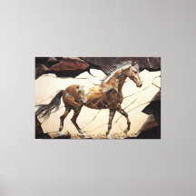 A Horse Standing on the Rocks Canvas Print