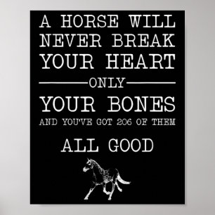 A Horse Will Never Break Your Heart Funny Horsebac Poster