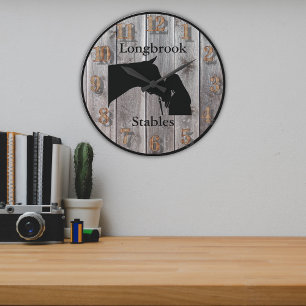 A Horses Love 3 Customizable Barnwood Styled Large Clock