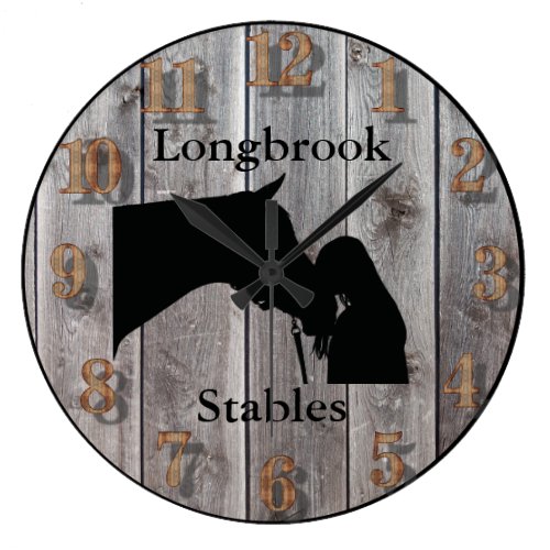 A Horses Love 3 Customizable Barnwood Styled Large Clock