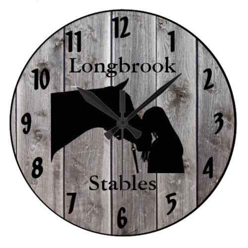 A Horses Love Customizable Barnwood Styled Large Clock