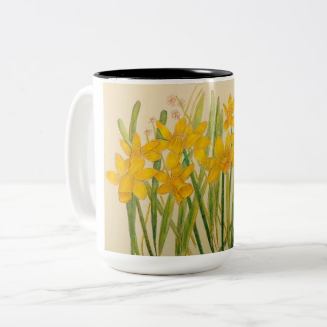 A Host of Daffodils Two-Tone Coffee Mug (Front Left)