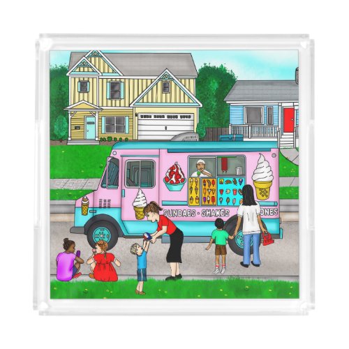 A Hot Summer Day  A Whimsical Illustration Acrylic Tray