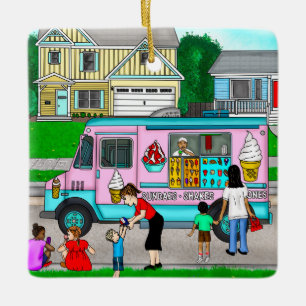 A Hot Summer Day   A Whimsical Illustration Ceramic Ornament