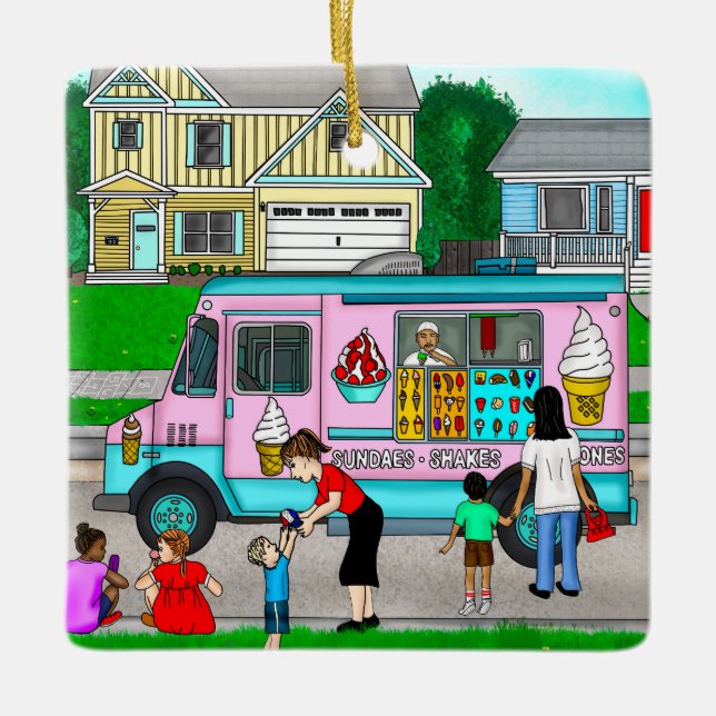 A Hot Summer Day | A Whimsical Illustration Ceramic Ornament (Front)