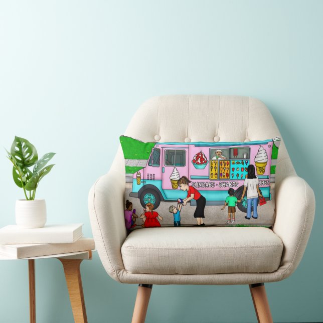 A Hot Summer Day | A Whimsical Illustration Lumbar Pillow (Chair)