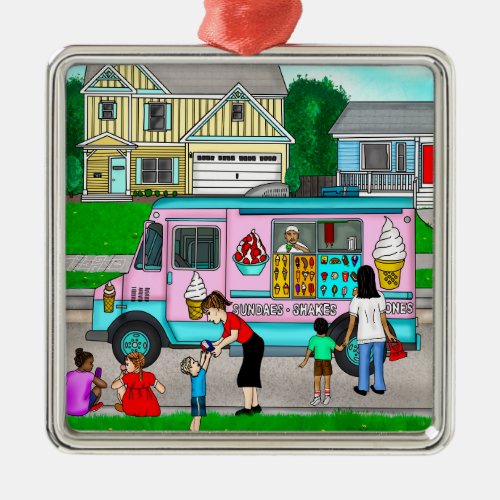 A Hot Summer Day  A Whimsical Illustration Metal Ornament