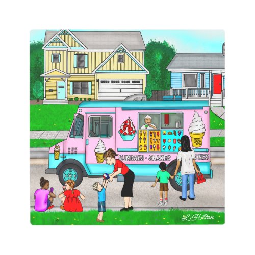 A Hot Summer Day  A Whimsical Illustration Metal Print