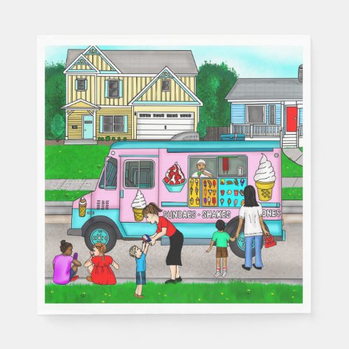 A Hot Summer Day  A Whimsical Illustration Napkins