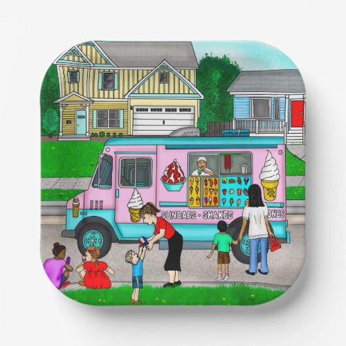 A Hot Summer Day  A Whimsical Illustration Paper Plates