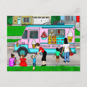 A Hot Summer Day   A Whimsical Illustration Postcard
