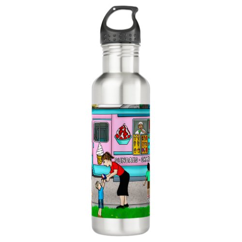 A Hot Summer Day  A Whimsical Illustration Stainless Steel Water Bottle