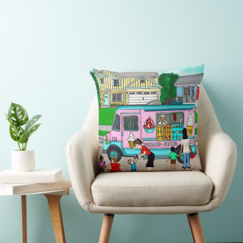 A Hot Summer Day  A Whimsical Illustration Throw Pillow