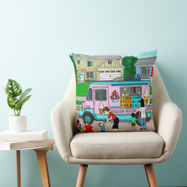 A Hot Summer Day | A Whimsical Illustration Throw Pillow (Chair)