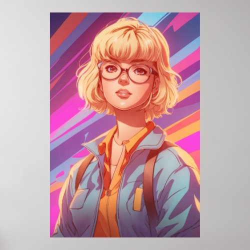 A Hottie Vaporwave Nerdy Girl Poster