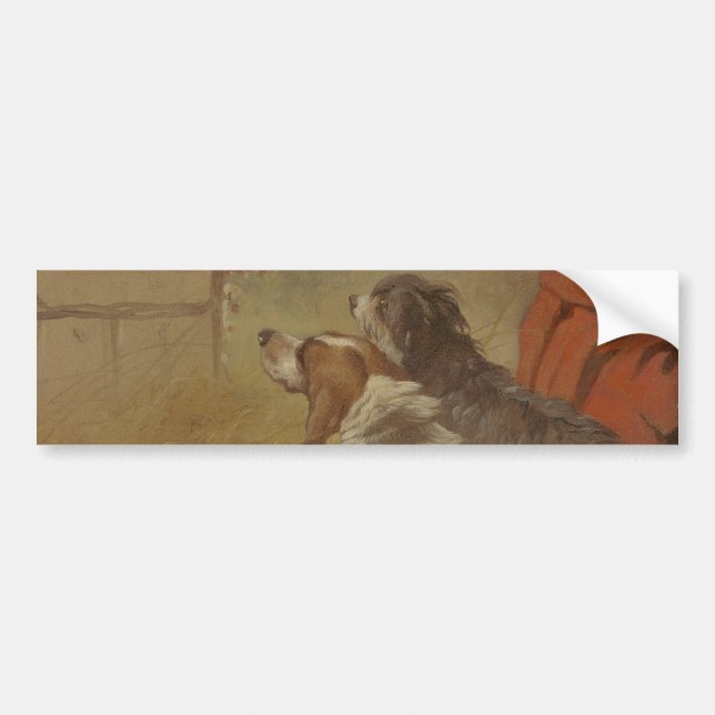 A Hound and a Bearded Collie (Two Dogs) (Animals) Bumper Sticker (Front)