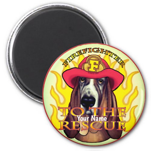 A Hound Dog  Firefighter custom name magnet