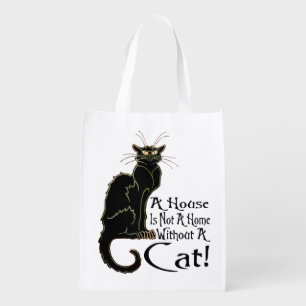 "A House IS Not A Home Without A Cat" - Grocery Ba Grocery Bag