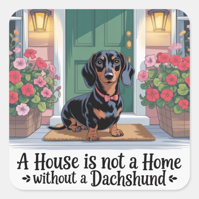A House Is Not A Home Without A Dachshund Square Sticker (Front)