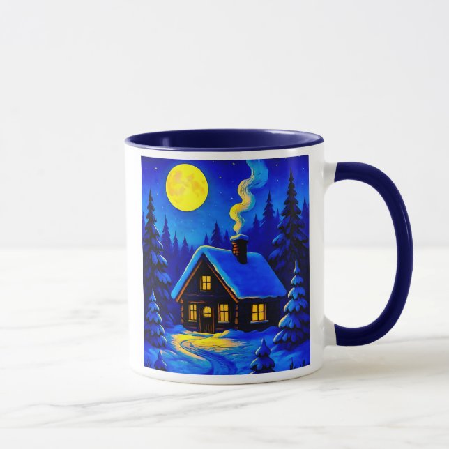 A house on a nice winter night. mug (Right)
