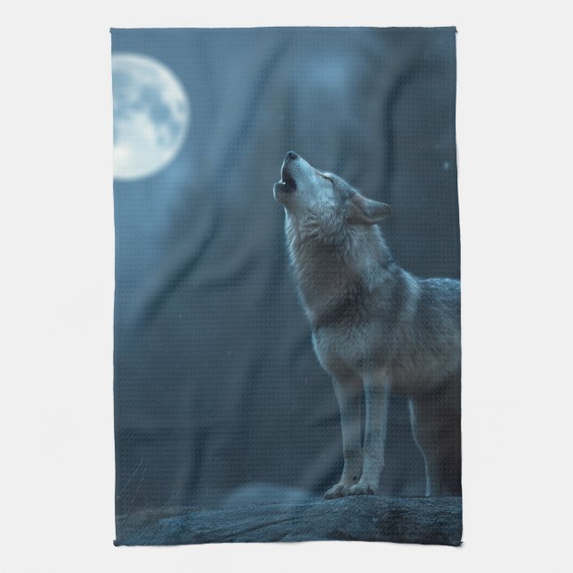 A Howling Wolf Kitchen Towel (Vertical)