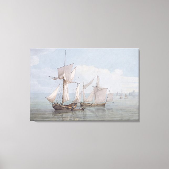 A Hoy and a Lugger with other Shipping on a Calm S Canvas Print (Front)