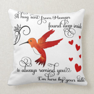 A Hug Sent From Heaven/Hummingbird Throw Pillow