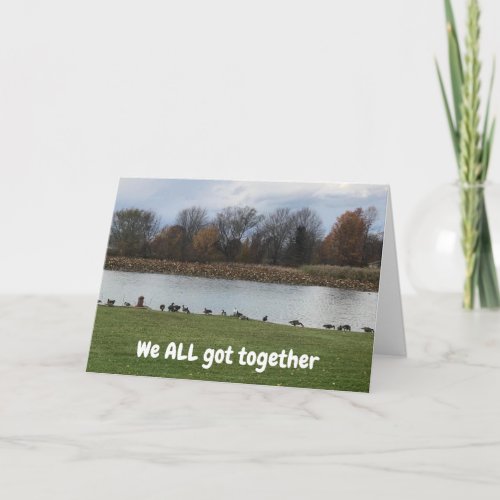 A HUGE GROUP OF GEESE SAY HAPPY BIRTHDAY CARD