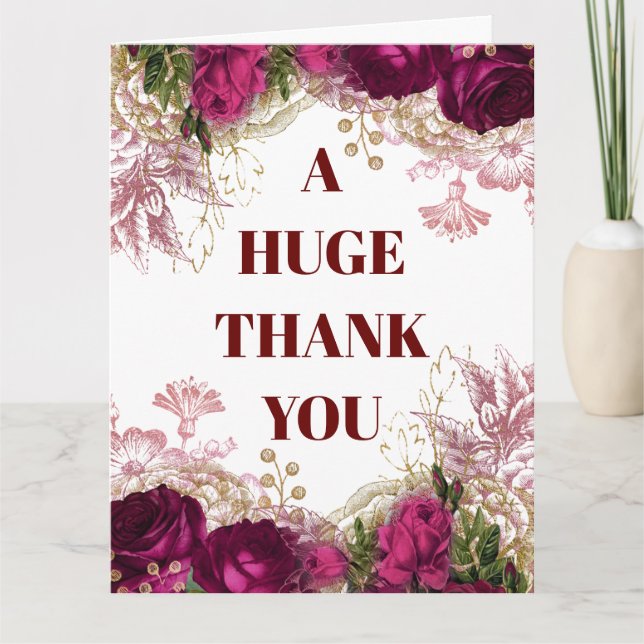A huge thank you rose floral card (Front)