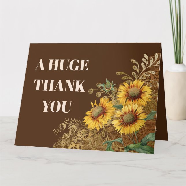A huge Thank you sunflower Card (Front)