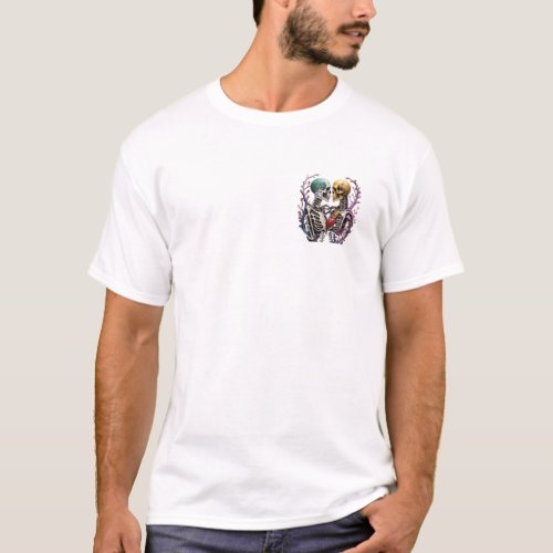 a human skeleton with heart and love symbol T_Shirt