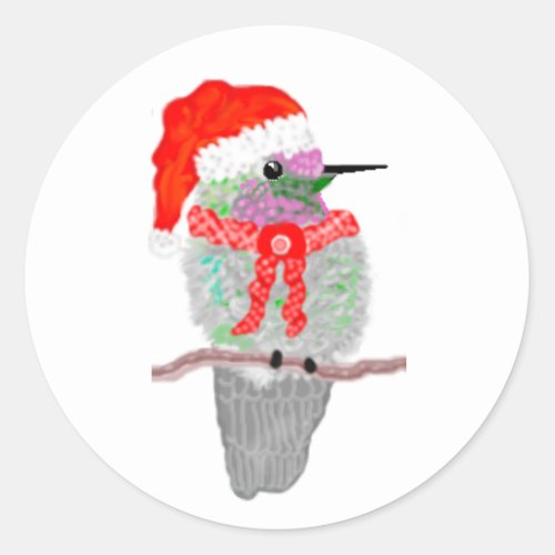 A Hummingbird Christmas Classic Round Sticker