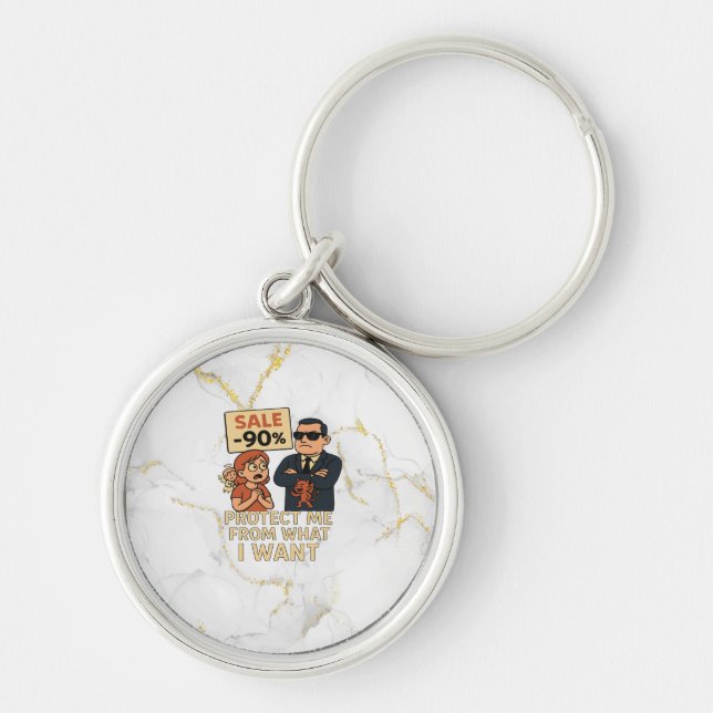 A humorous cartoon-style graphic  keychain (Front)