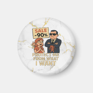 A humorous cartoon-style graphic  magnet