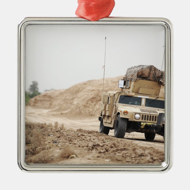 A Humvee conducts security Metal Ornament (Front)