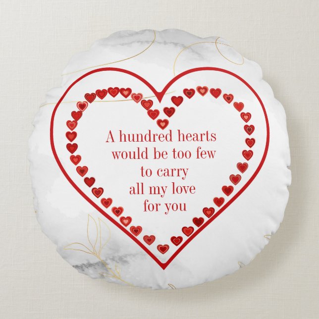 A Hundred Hearts, Round Pillow (Front)