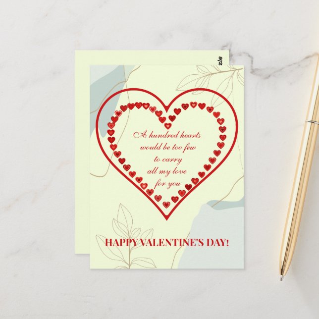 A Hundred Hearts, Valentine Postcard (Front/Back In Situ)