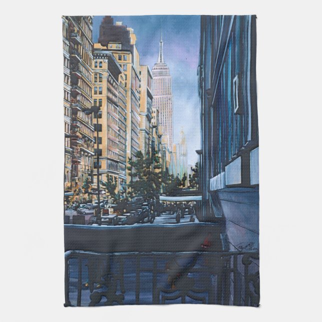 A Hush Moment in the City Limits Kitchen Towel (Vertical)