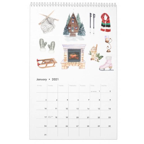 A Hygge Life  Watercolor Illustrations Calendar