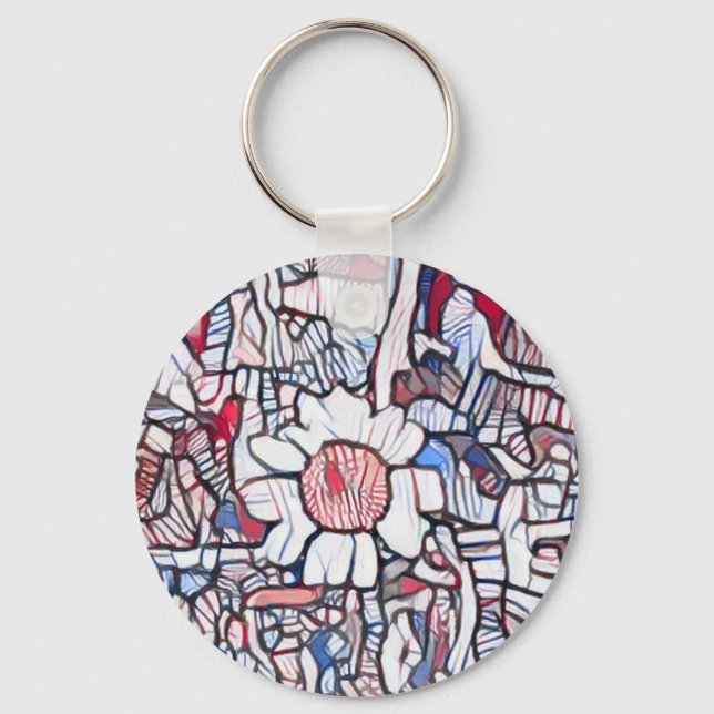 A.I. enhanced photo of the humble daisy  Keychain (Front)