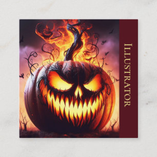 A.I. Evil Jack-o'-lantern Square Business Card