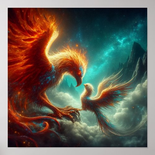 AI Mother Phoenix and Child Poster