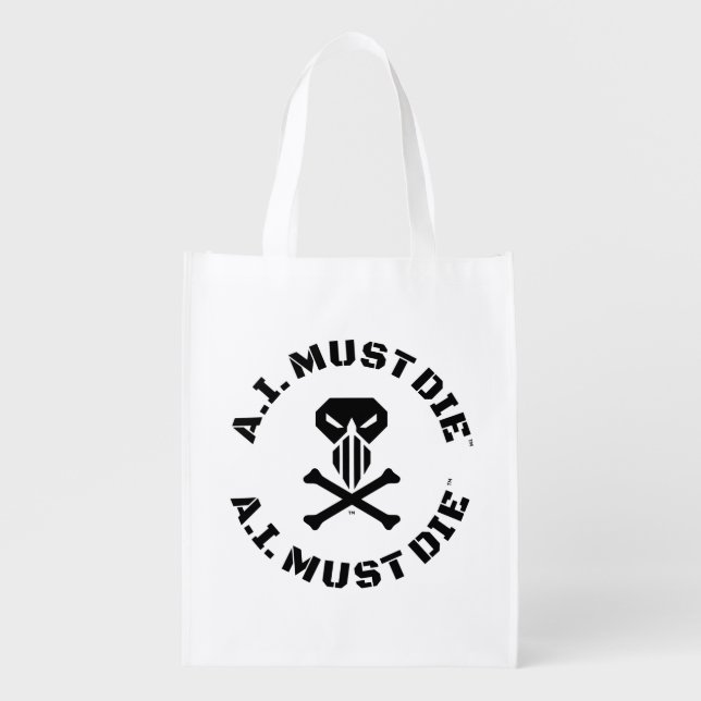 A.I. Must Die™ Logo (Military Font) Grocery Bag (Front)