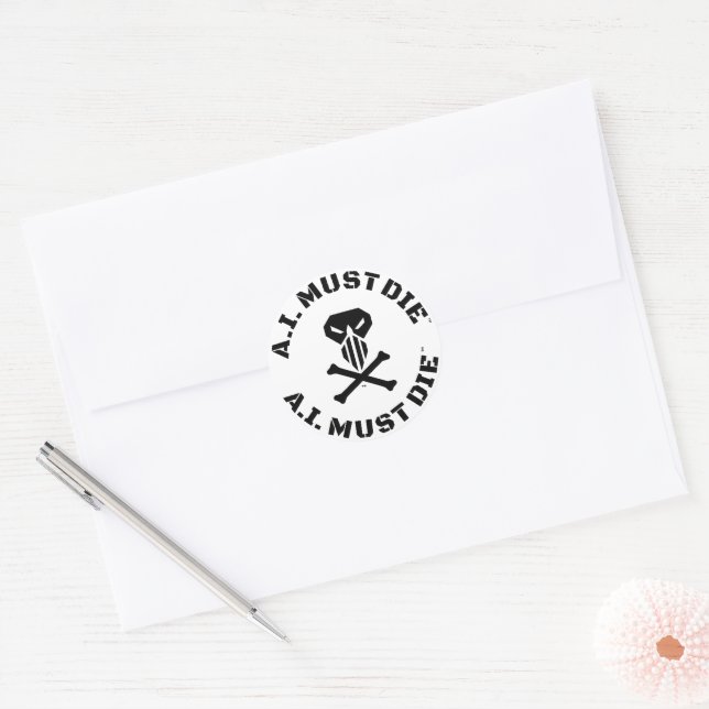 A.I. Must Die™ Logo (Military Font) Stickers (20) (Envelope)