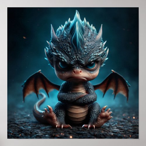 AI Sulking Baby Dragon Poster